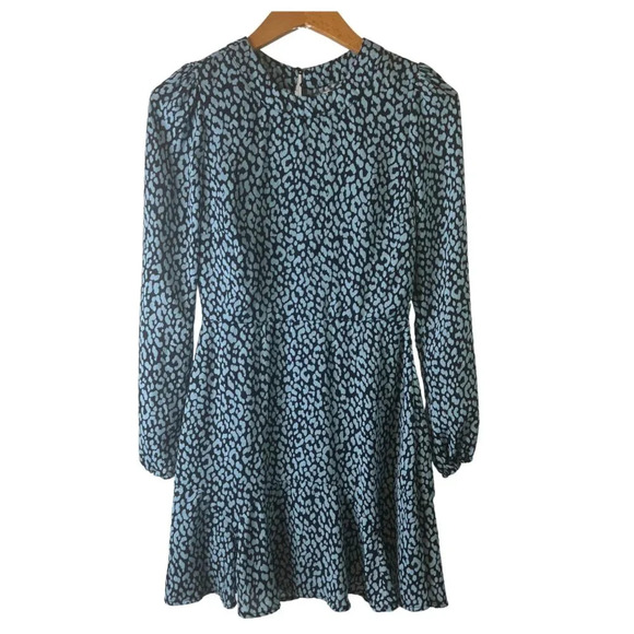 Mi Ami Blue Animal Print Fit & Flare Dress Size XS - Picture 1 of 13